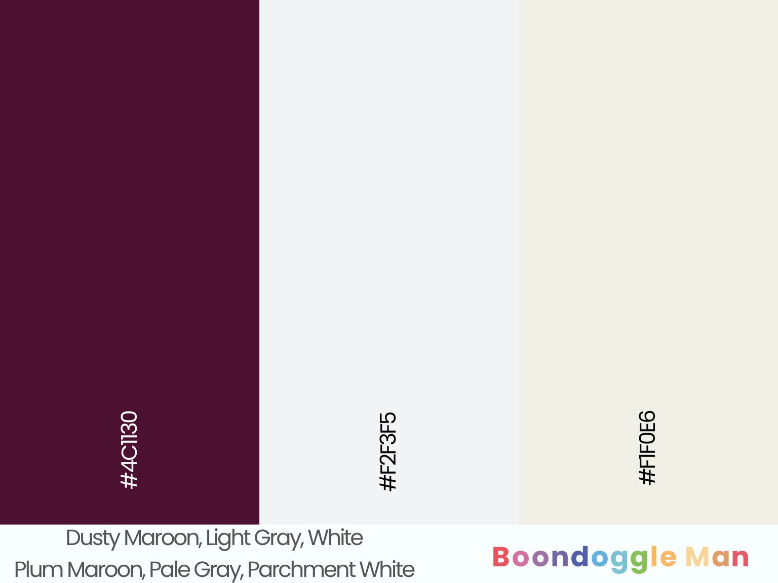 Plum Maroon, Pale Gray, Parchment White