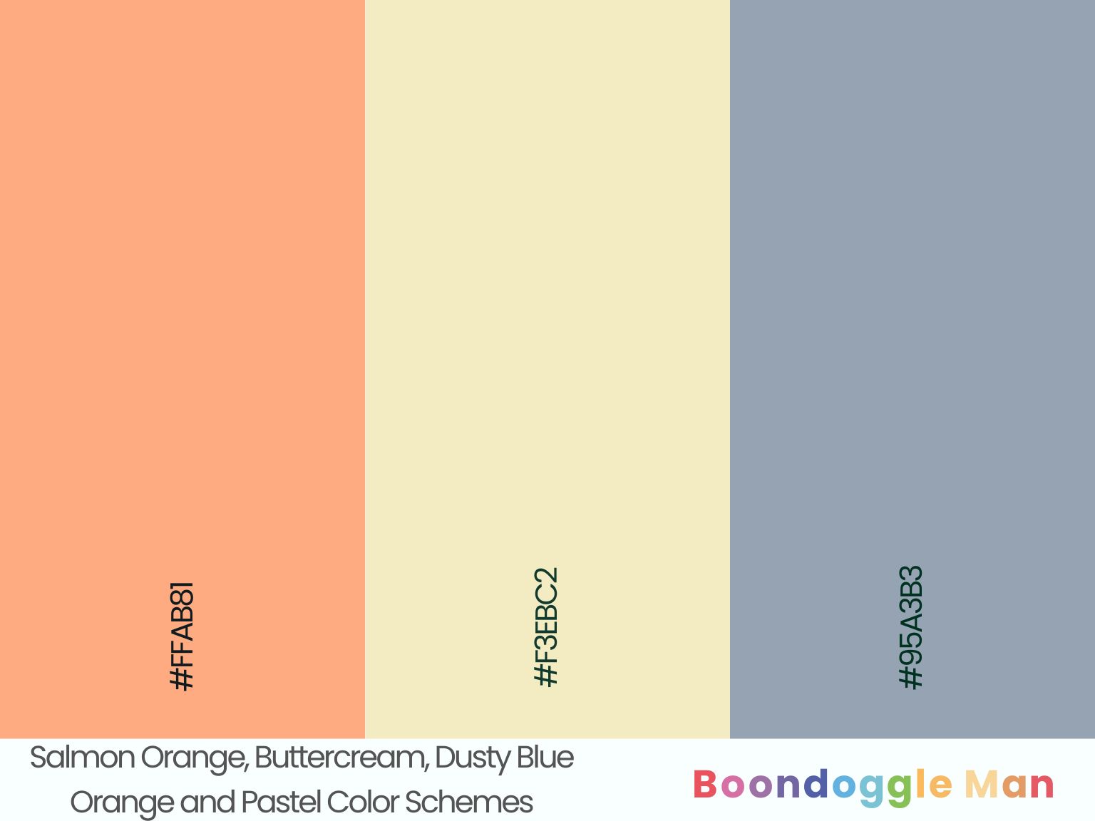 Salmon Orange, Buttercream, Dusty Blue