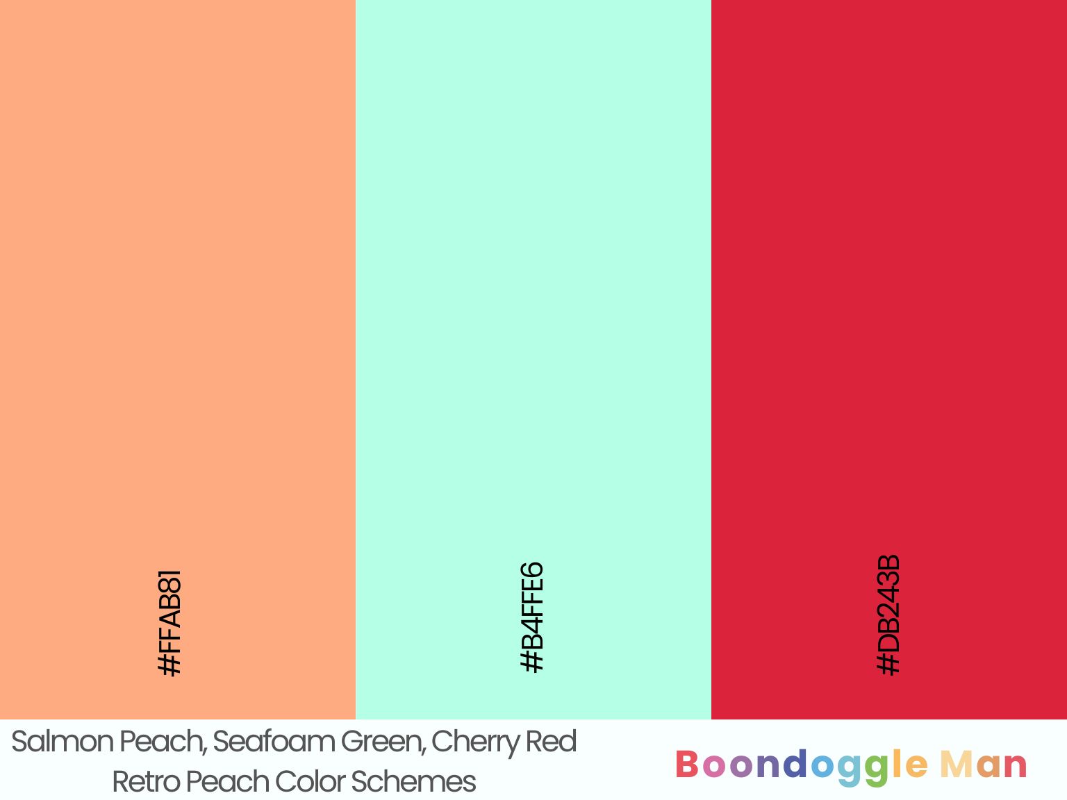 Salmon Peach, Seafoam Green, Cherry Red