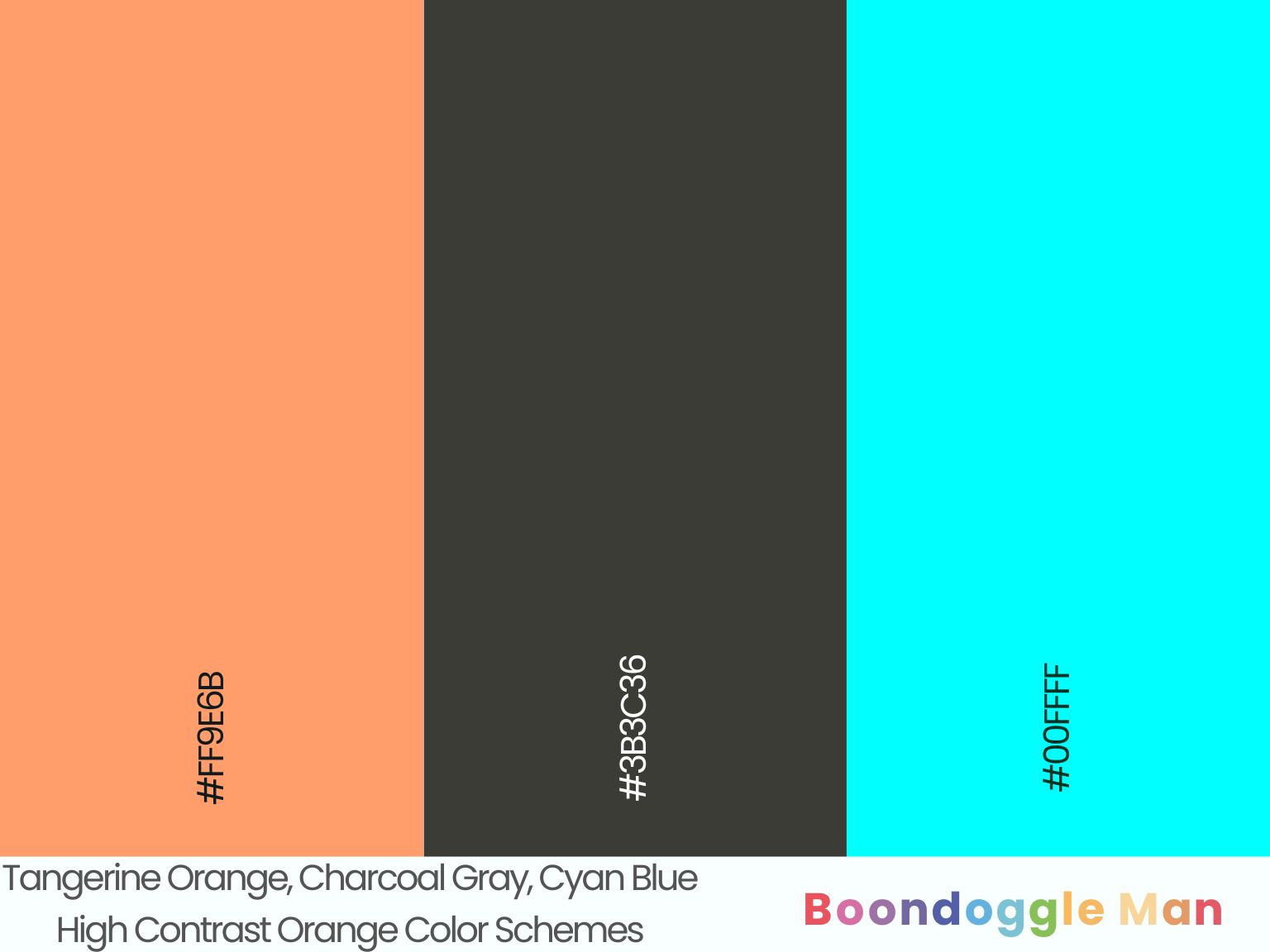 Tangerine Orange, Charcoal Gray, Cyan Blue