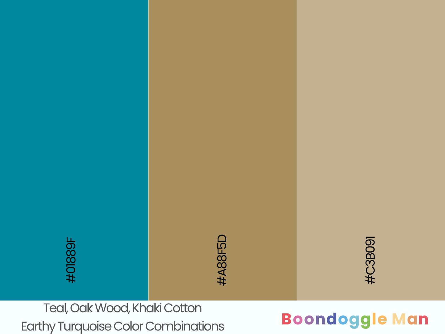 Teal, Oak Wood, Khaki Cotton