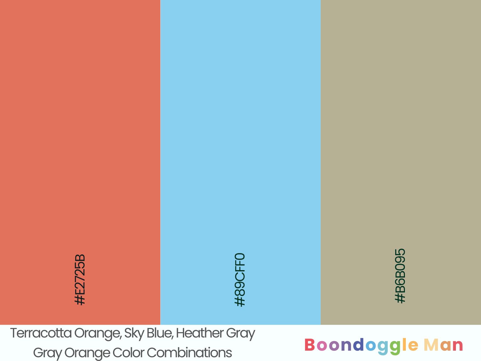 Terracotta Orange, Sky Blue, Heather Gray